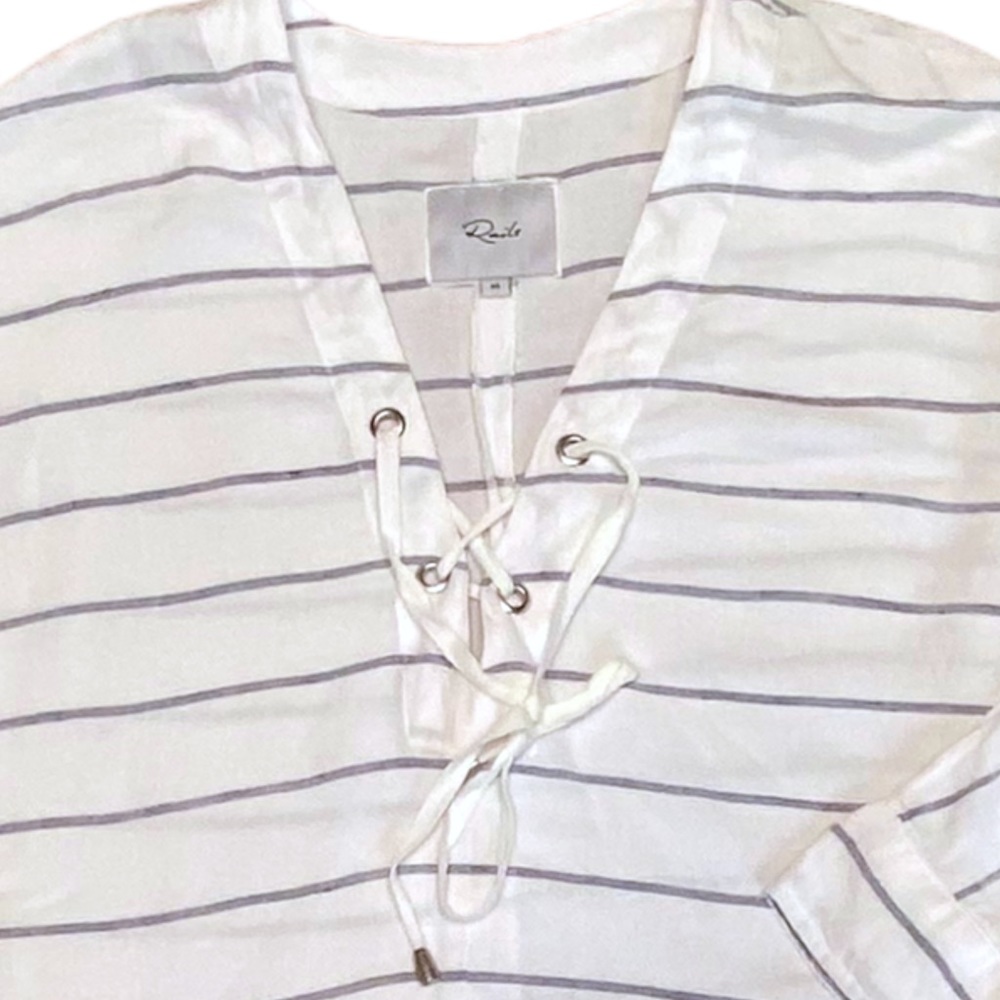 Rails Lily Positano Stripe Linen Blend Tie Front … - image 3